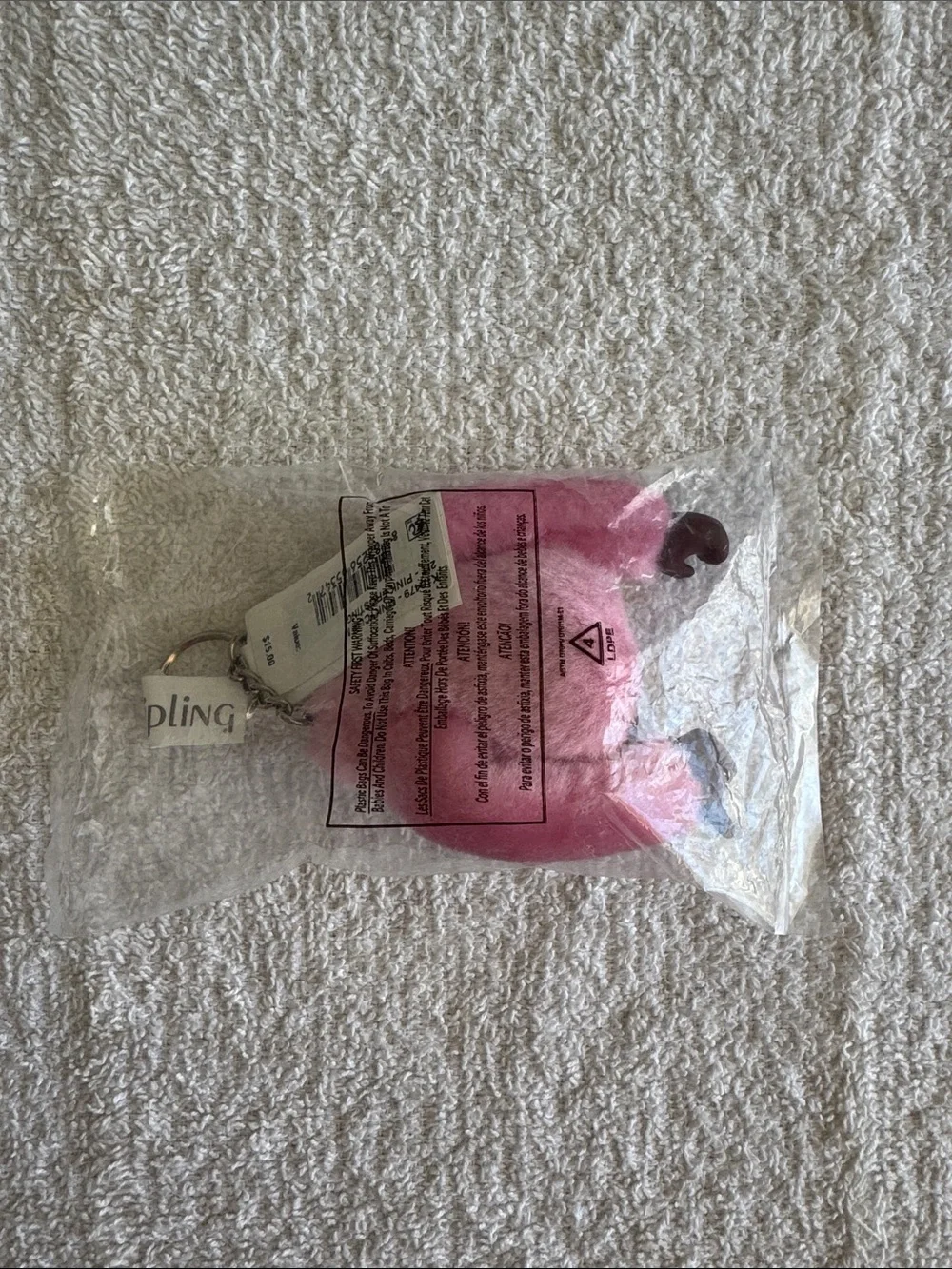 Kipling Pink Frosting Plush Monkey Keychain Bag Charm